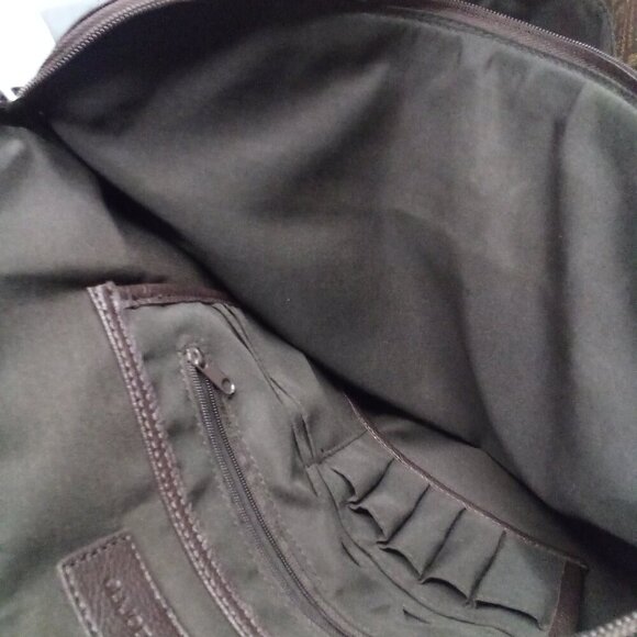 Liz Claiborne Satchel Laptop Media Career Bag Top Handle 3 Sections Brown - Picture 14 of 15